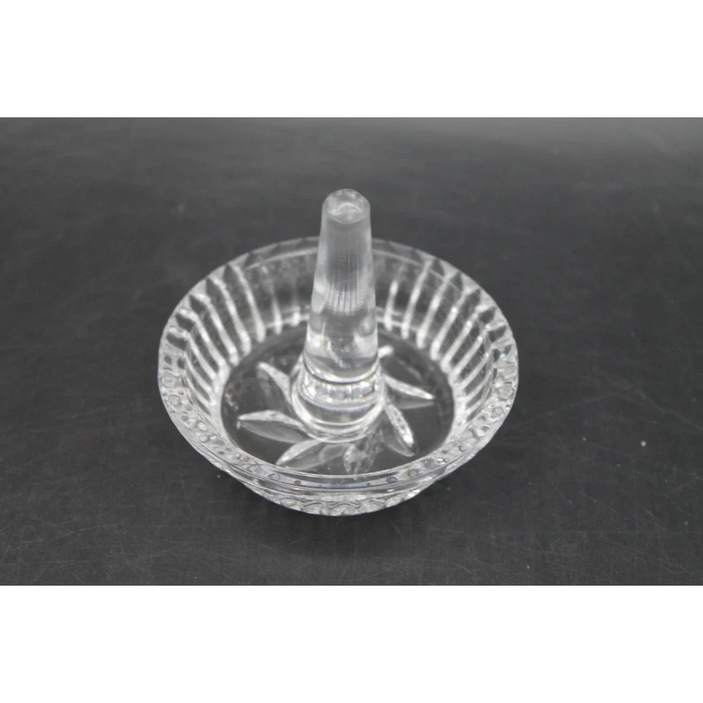 Vintage Clear Pressed Glass Ring Holder Starburst Jewelry Dish Vanity Tray